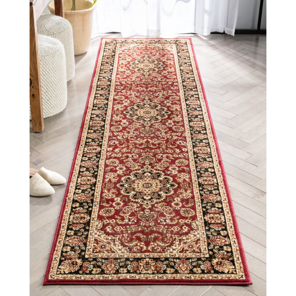 Red Green Ivory Light Blue Black Persian Floral Oriental Area Rug W544172