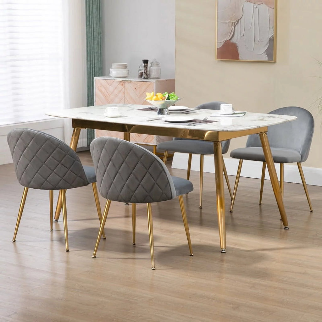 Set of 4 Grey Upholstered Velvet Dining Chairs O1269