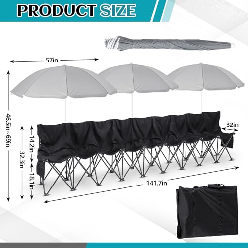 Folding Portable Soccer Bench Chair with Storage Bag G55309