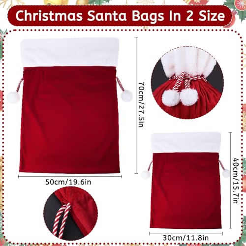 2pcs Christmas Velvet Santa Bags with Drawstring L548871