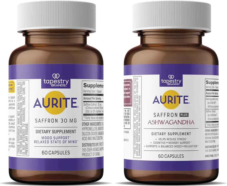 Ashwagandha & Saffron Supplement Bundle Vegetarian Friendly Non-GMO Gluten-Free Soy-Free X11914