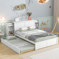 White Full Size Storage Platform Bed with Trundle V2799
