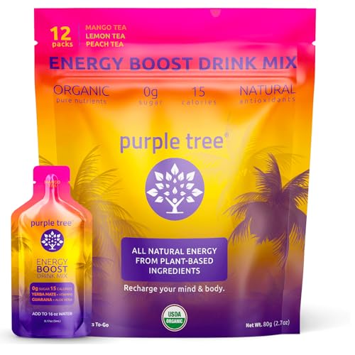 Organic Energy Stick Packets Zero Sugar B12 Lemon Ice Tea 12 To-Go Packs X5912