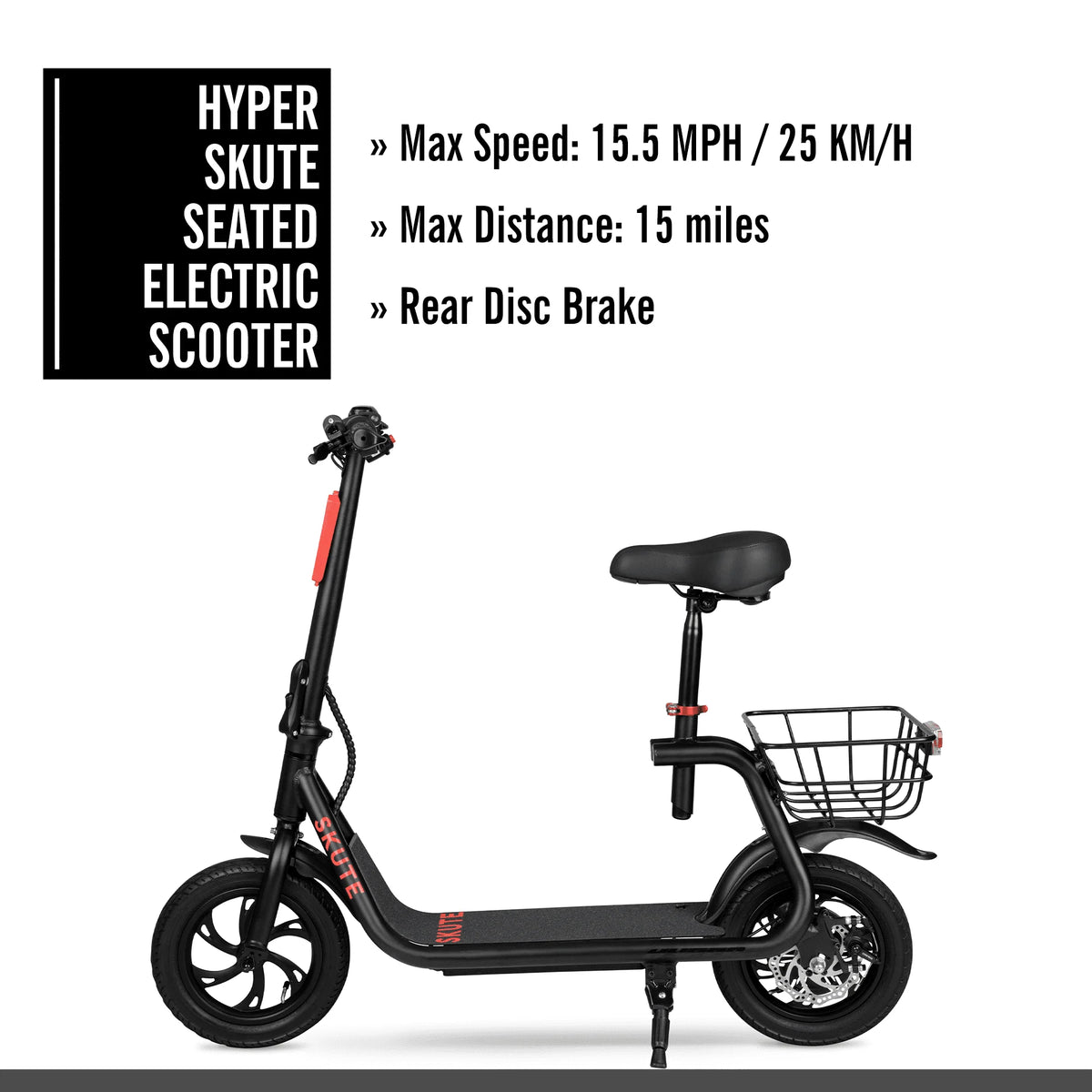 36V 250W Seated Electric Scooter with Basket D281