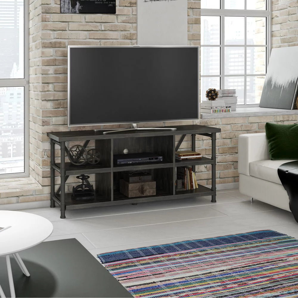 Industrial TV Stand with Metal Pipe Frame I319