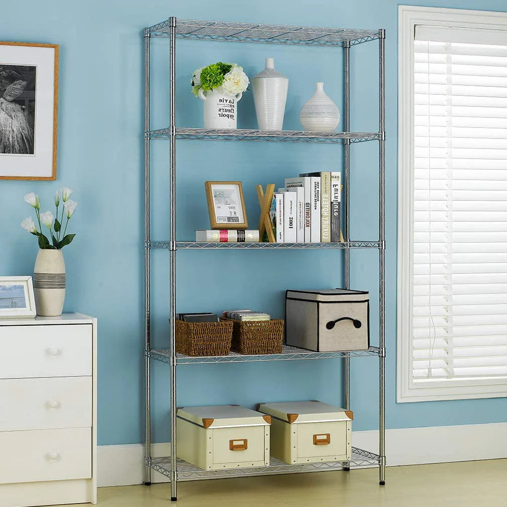 5 Tier Wire Shelving Unit Black M579