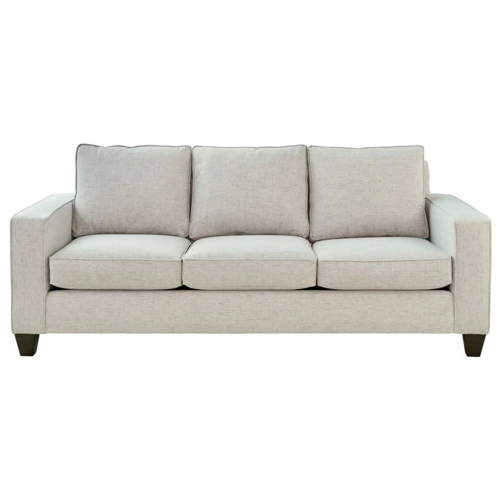 Beige Wood and Fabric Sofa U2076