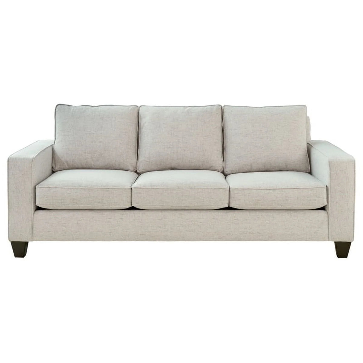 Beige Wood and Fabric Sofa U2076
