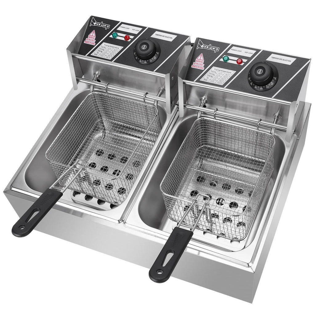 5000W 12.7Qt Stainless Steel Deep Fryer with Removable Basket F5266