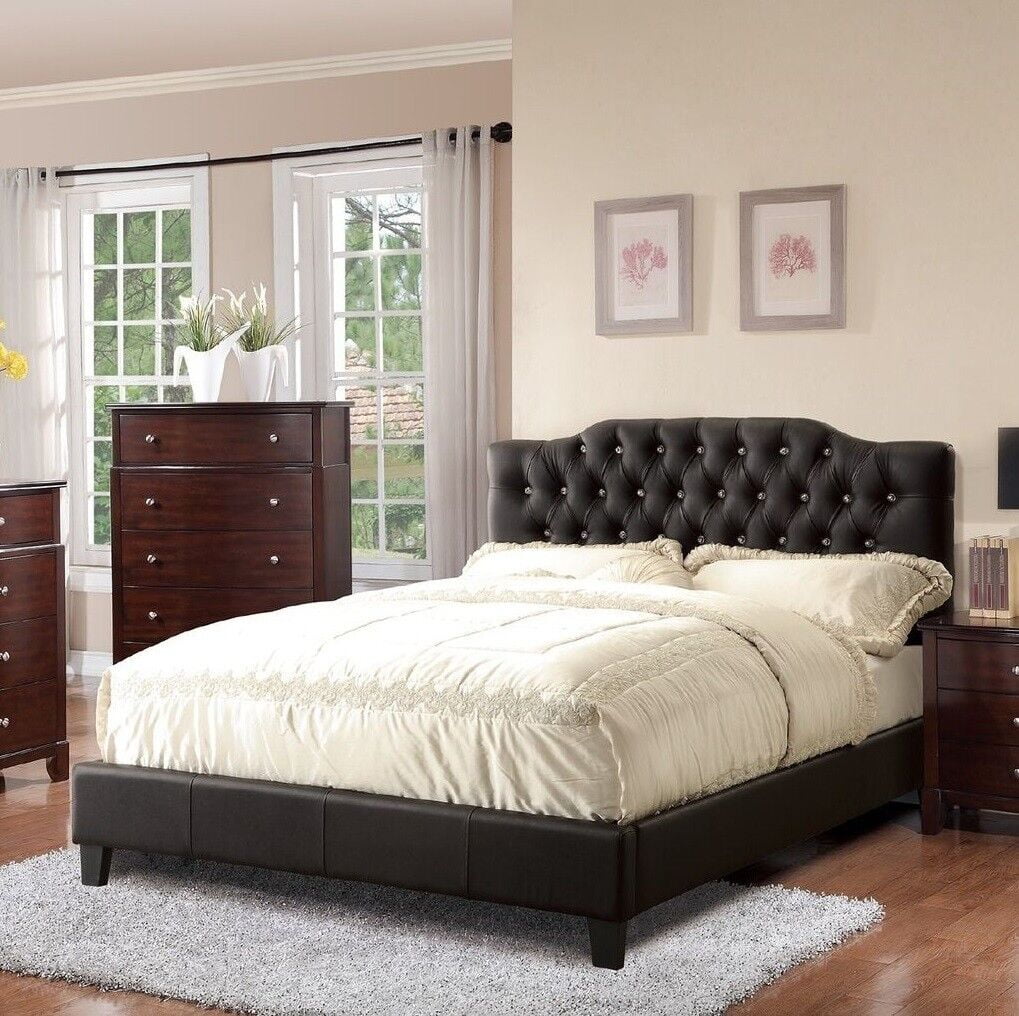 Black Faux Leather Queen Size Platform Bed N23616