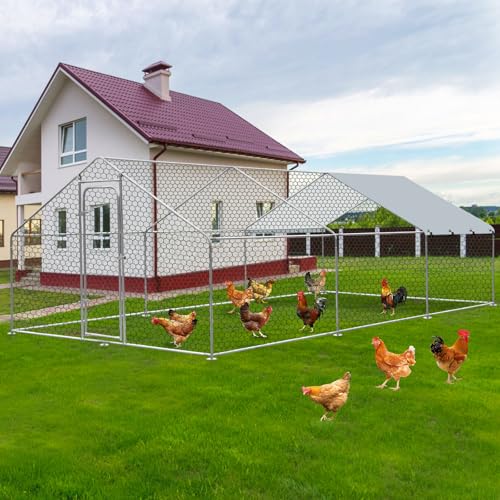 Large Metal Chicken Coop with Waterproof Cover F947034