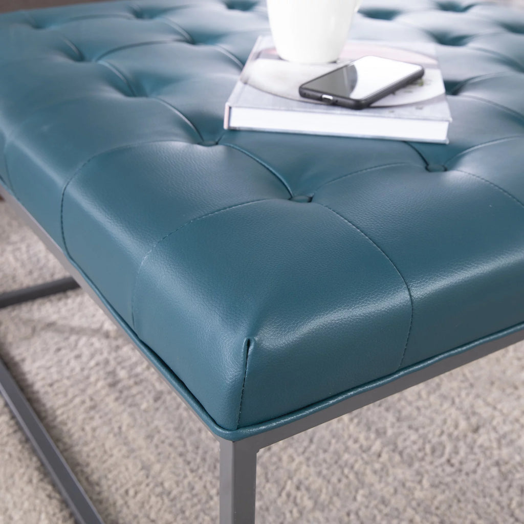 Blue Upholstered Cocktail Ottoman U4973