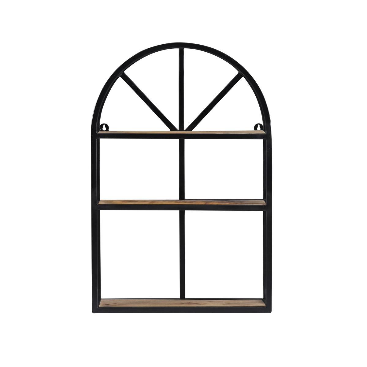 Black Metal Natural Mango Wood 3-Tier Wall Shelves L231