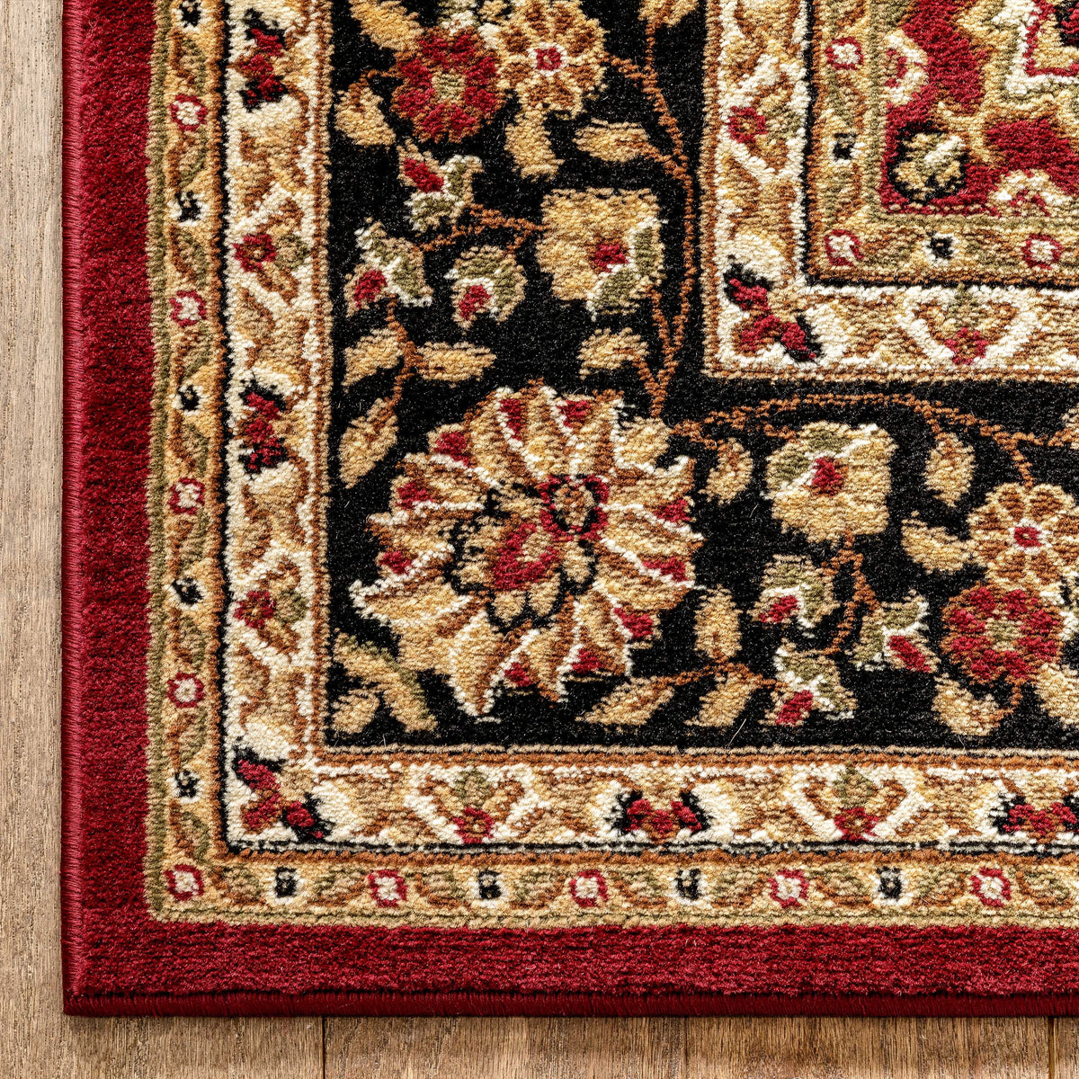 Red Green Ivory Light Blue Black Persian Floral Oriental Area Rug W544172