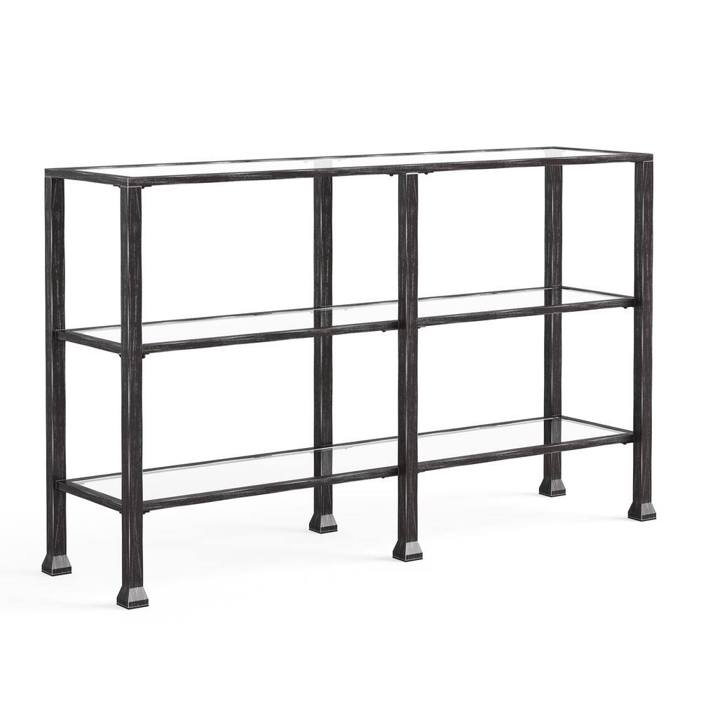 Black Metal and Glass 3-Tier Console Table L787044