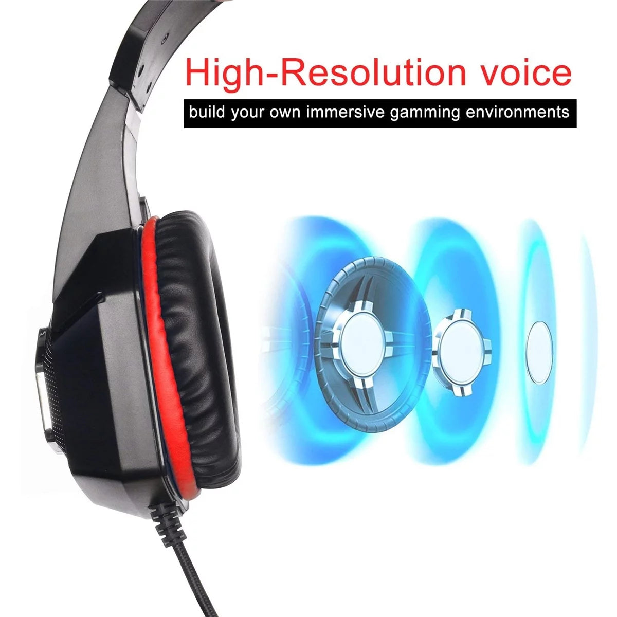 Gaming Headset with Mic, Over Ear 3.5mm Noise Canceling LED Light H894