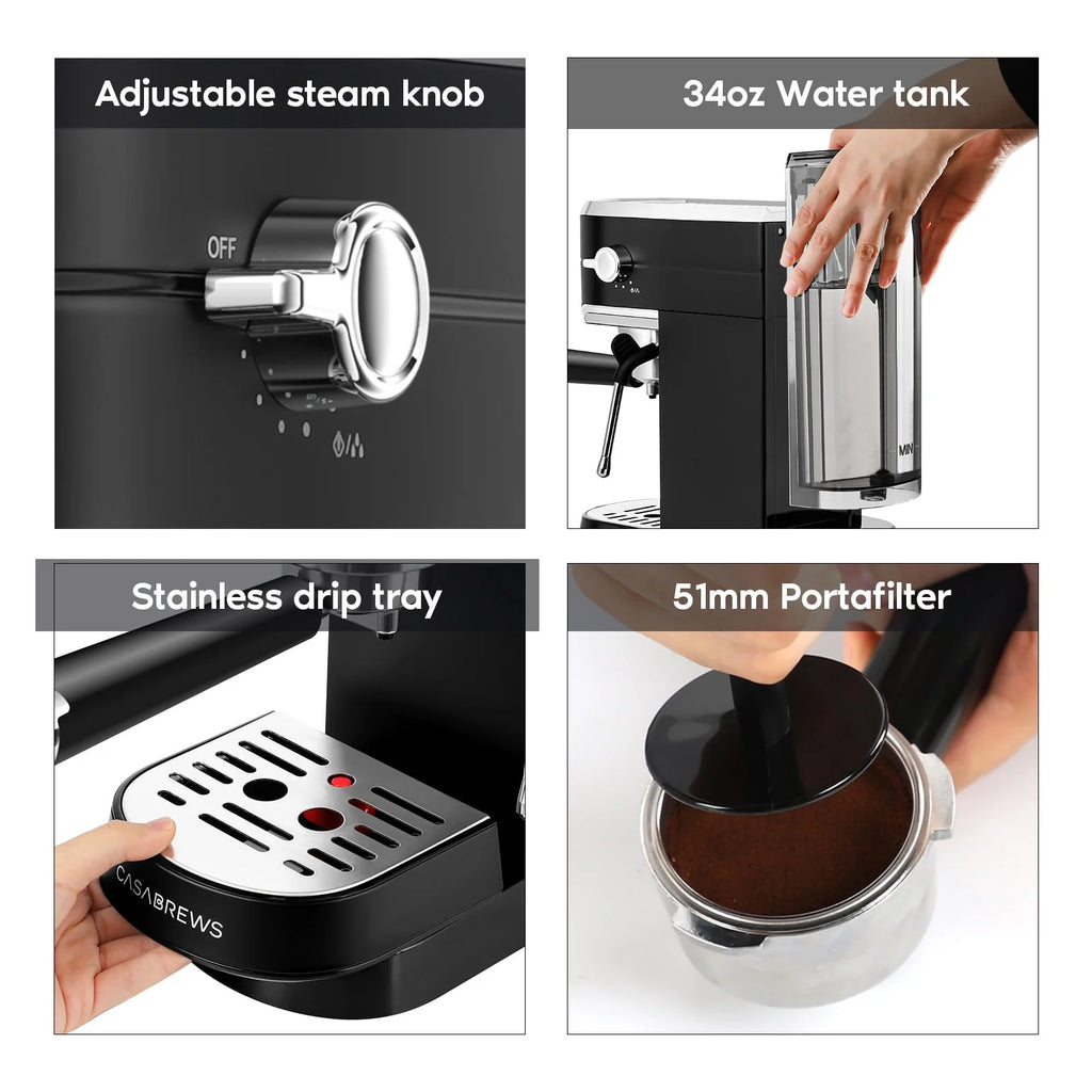 20 Bar Stainless Steel Espresso Machine with Milk Frother G721207
