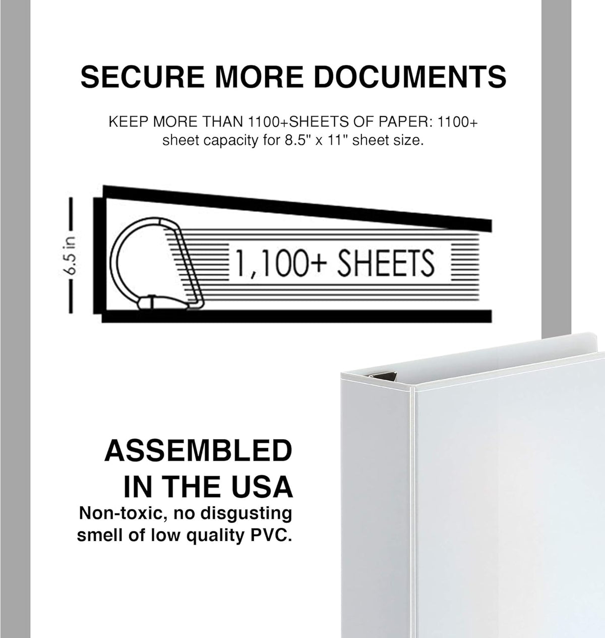 4 Pack 6 Inch Capacity D Ring Binder with Pockets White H422