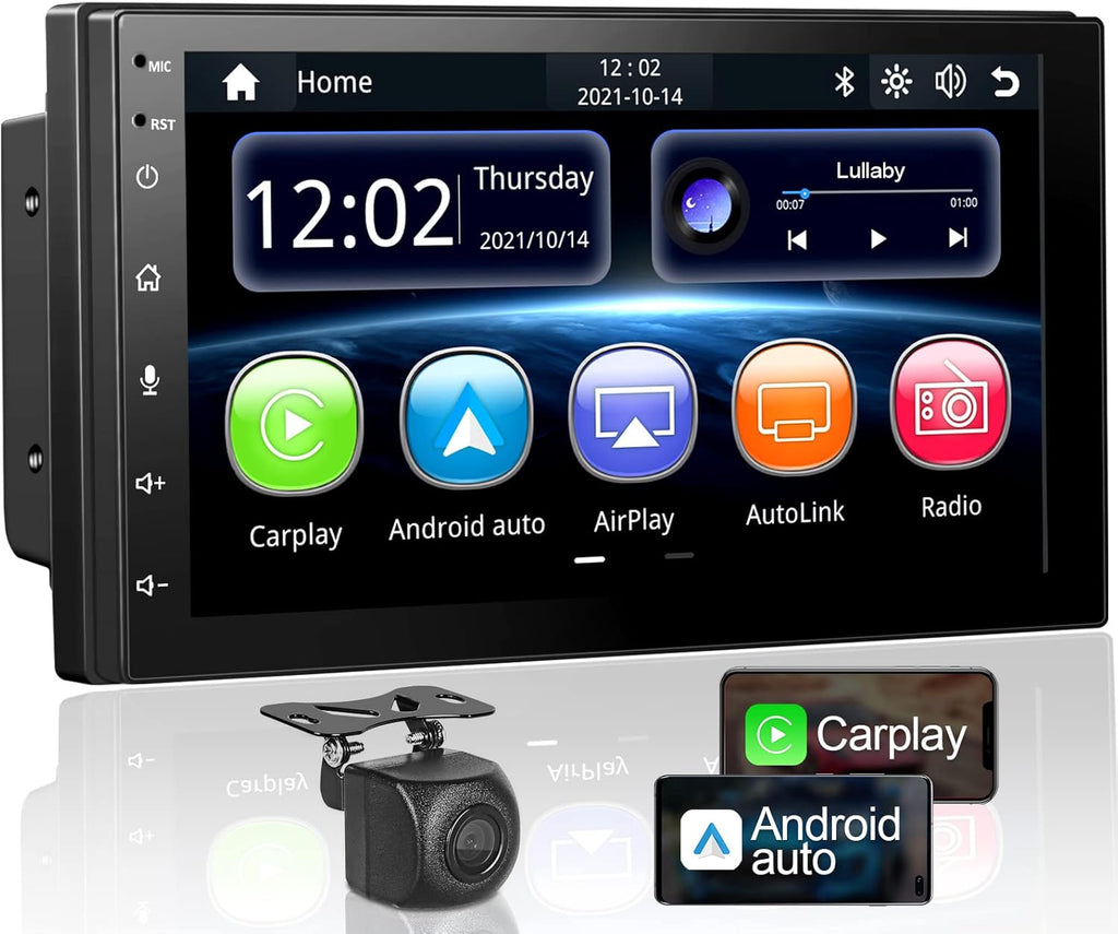 7'' Touchscreen Double Din Car Stereo with Wireless CarPlay Android Auto G559152