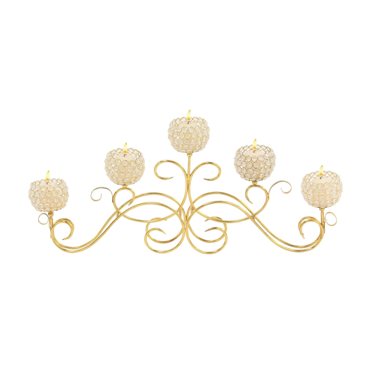 Gold 5-Light Beaded Candle Holder F16804