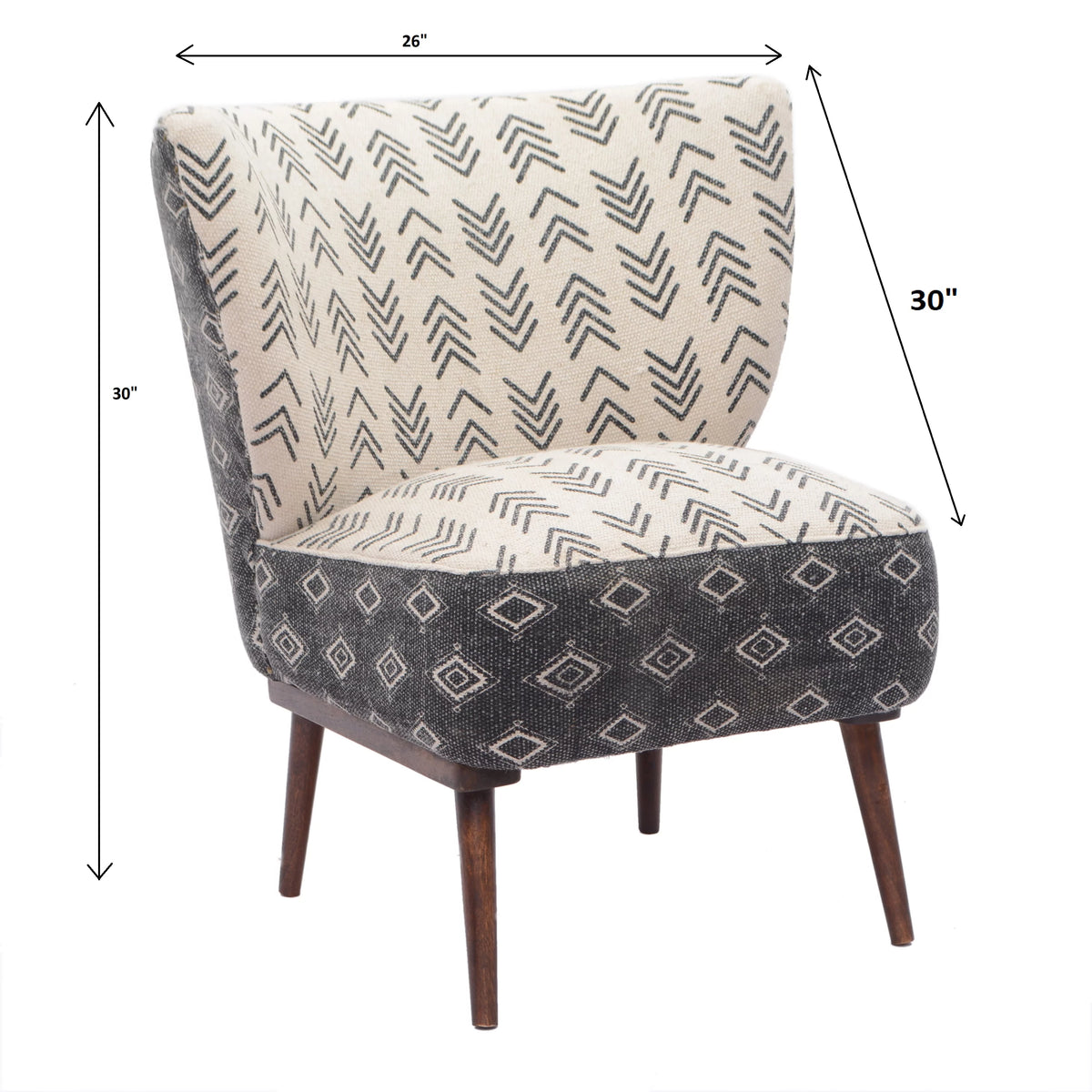 Cream Charcoal Accent Chair with Wooden Legs V93558