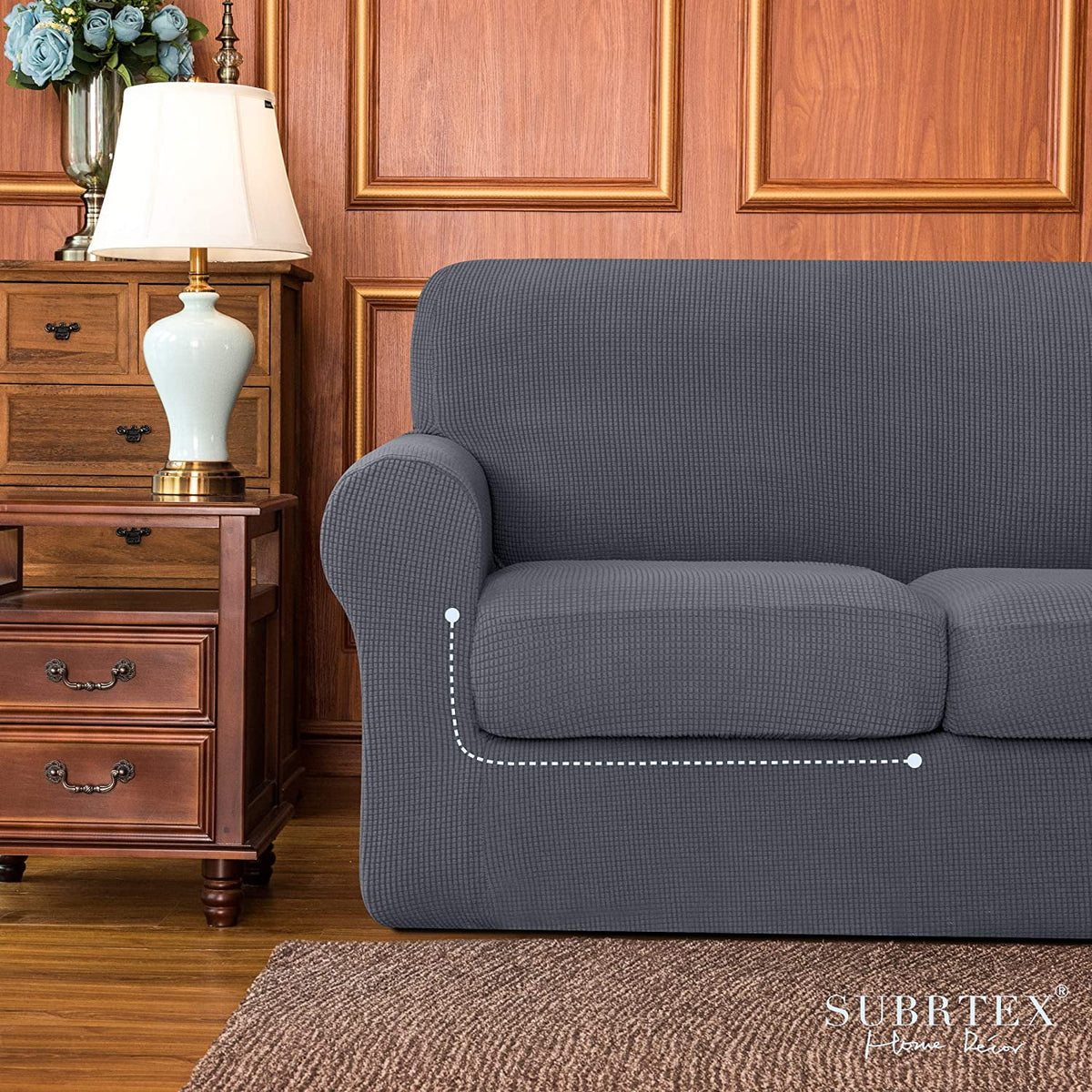 3-Piece High Spandex Textured Grid Sofa Slipcover M68501
