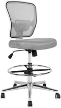 Grey Drafting Chair with Lumbar Support and Foot Ring O729532