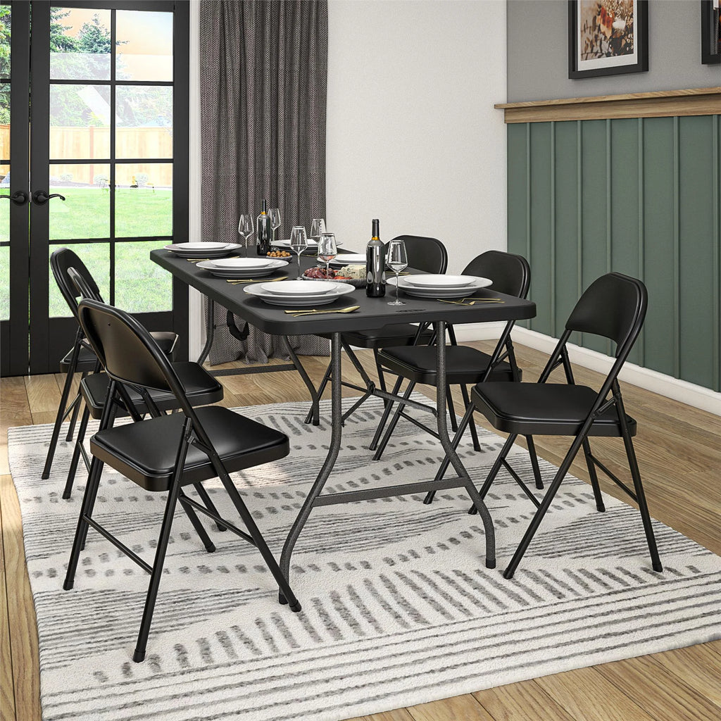 Black Vinyl Padded Metal Folding Chair 4-Pack R664