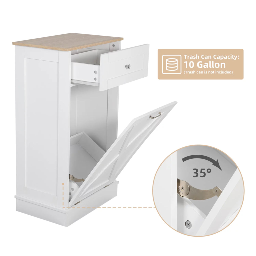 White Tilt Out Trash Can Cabinet R572817