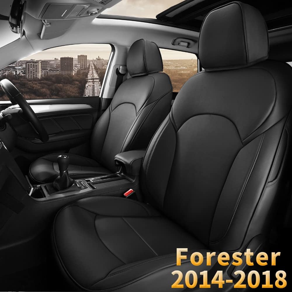 Faux Leather Car Seat Covers Full Set Black Y56608