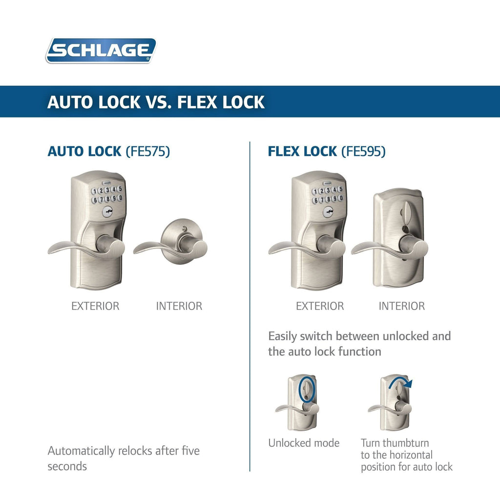 Keypad Entry with Flex-Lock and Accent Levers, Satin Nickel H5213