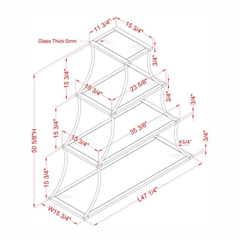 Industrial Metal 4-Shelf Bookcase Z159