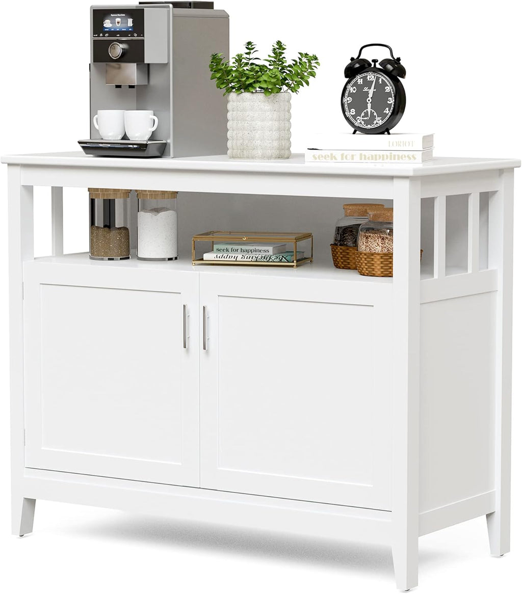 Buffet Cabinet with Storage, Freestanding Kitchen Cabinet with Adjustable Shelf, 45 x 20 x 36 inches (Brown) R114
