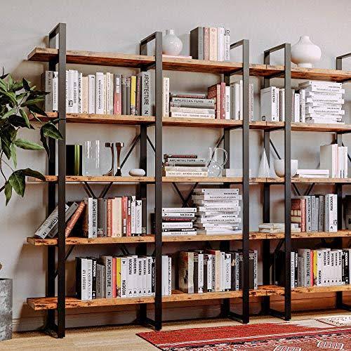 Industrial 5 Tier Wood and Metal Bookshelf G725