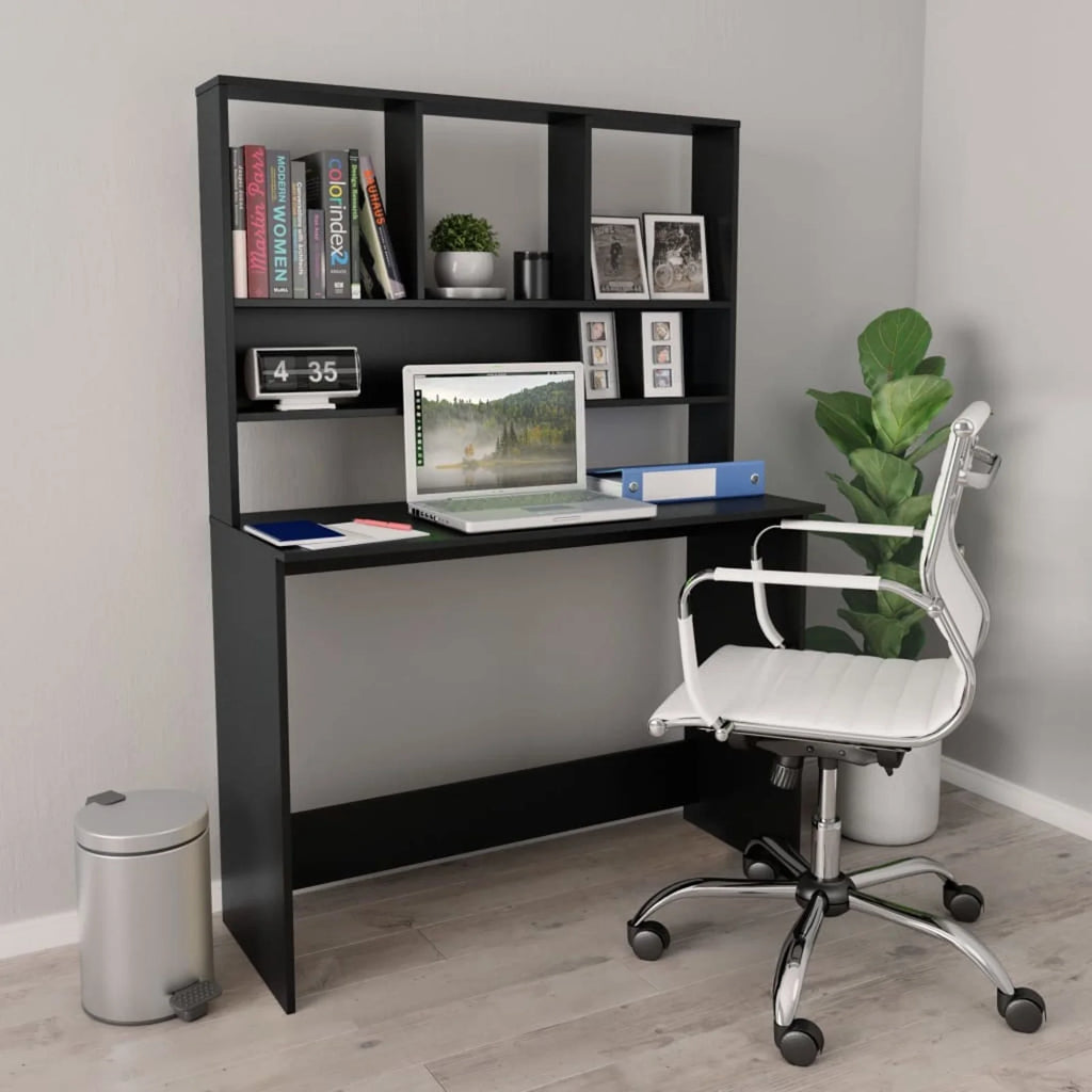 Black Computer Desk with Storage Shelves P77367
