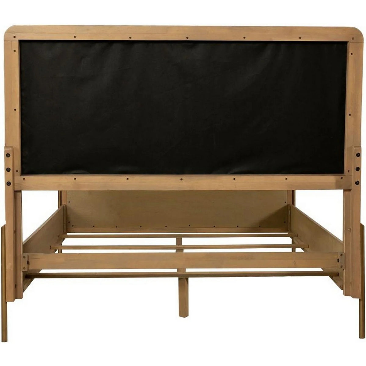 King Size Wood Bed with Padded Upholstery E229