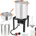 Propane Outdoor Turkey Fryer 30 & 10 Quart Aluminum Seafood Boiler Steamer Kit E5826