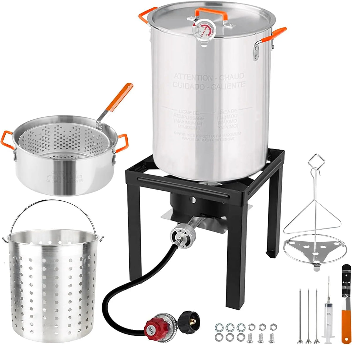 Propane Outdoor Turkey Fryer 30 & 10 Quart Aluminum Seafood Boiler Steamer Kit E5826