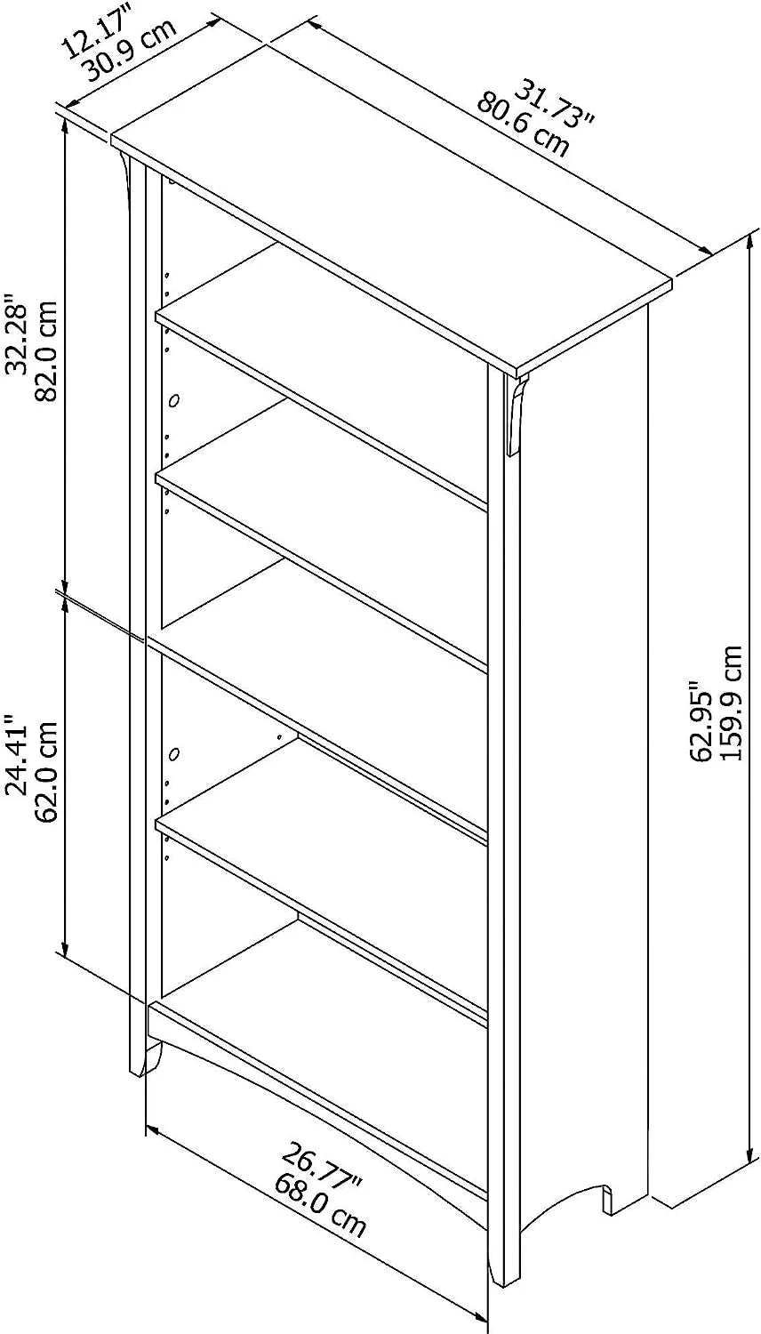 5 Shelf Bookcase A560