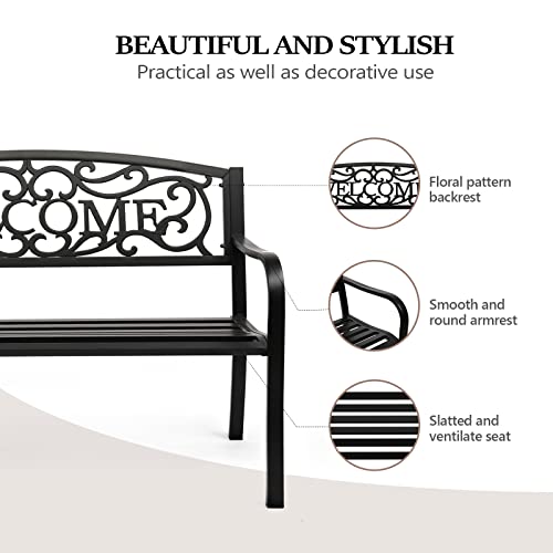 Black Metal Outdoor Bench B1559