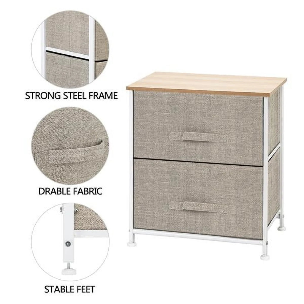 2 Drawer Fabric Nightstand O10664
