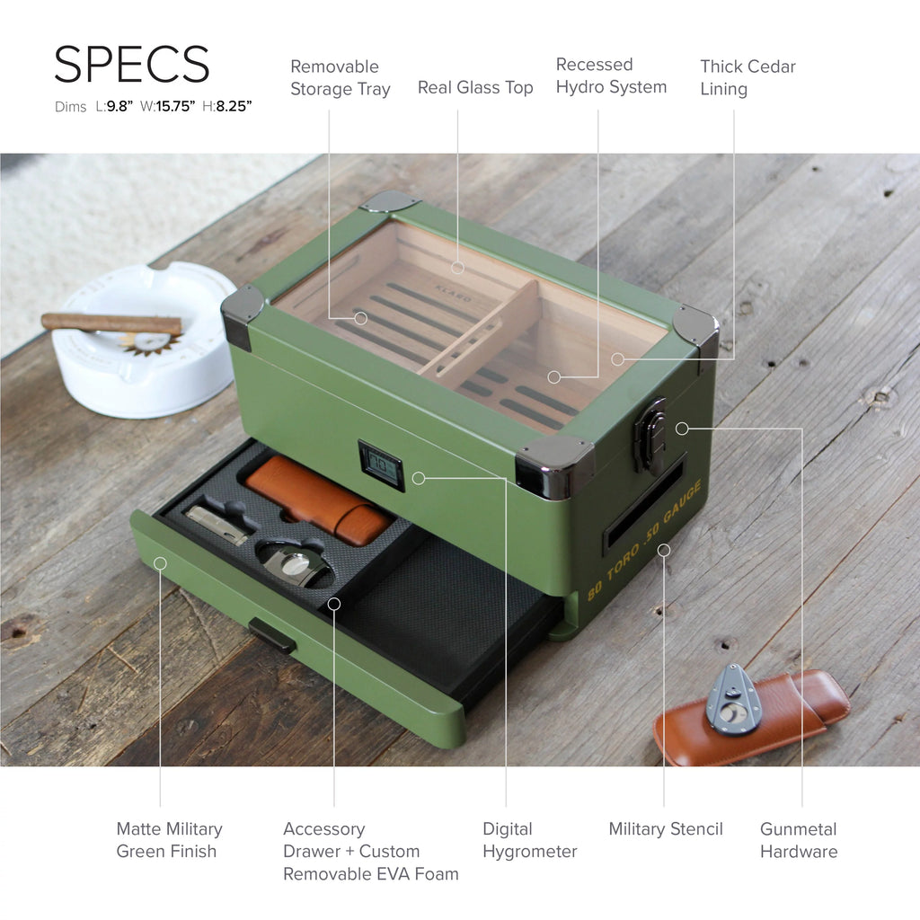 Glass Top Humidor with Front Hygrometer C73115