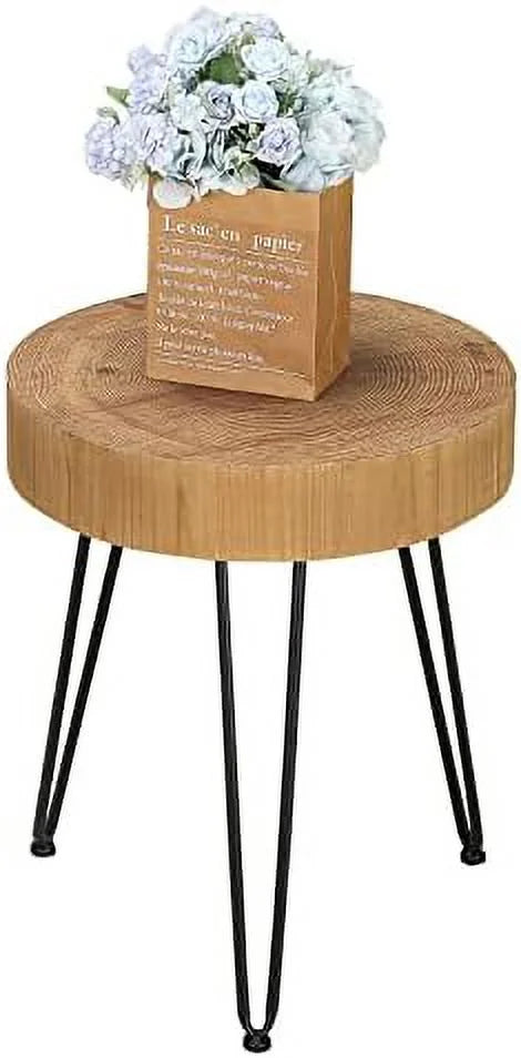 Round Coffee Table Set of 2 Solid Wood Side and End Table V5243