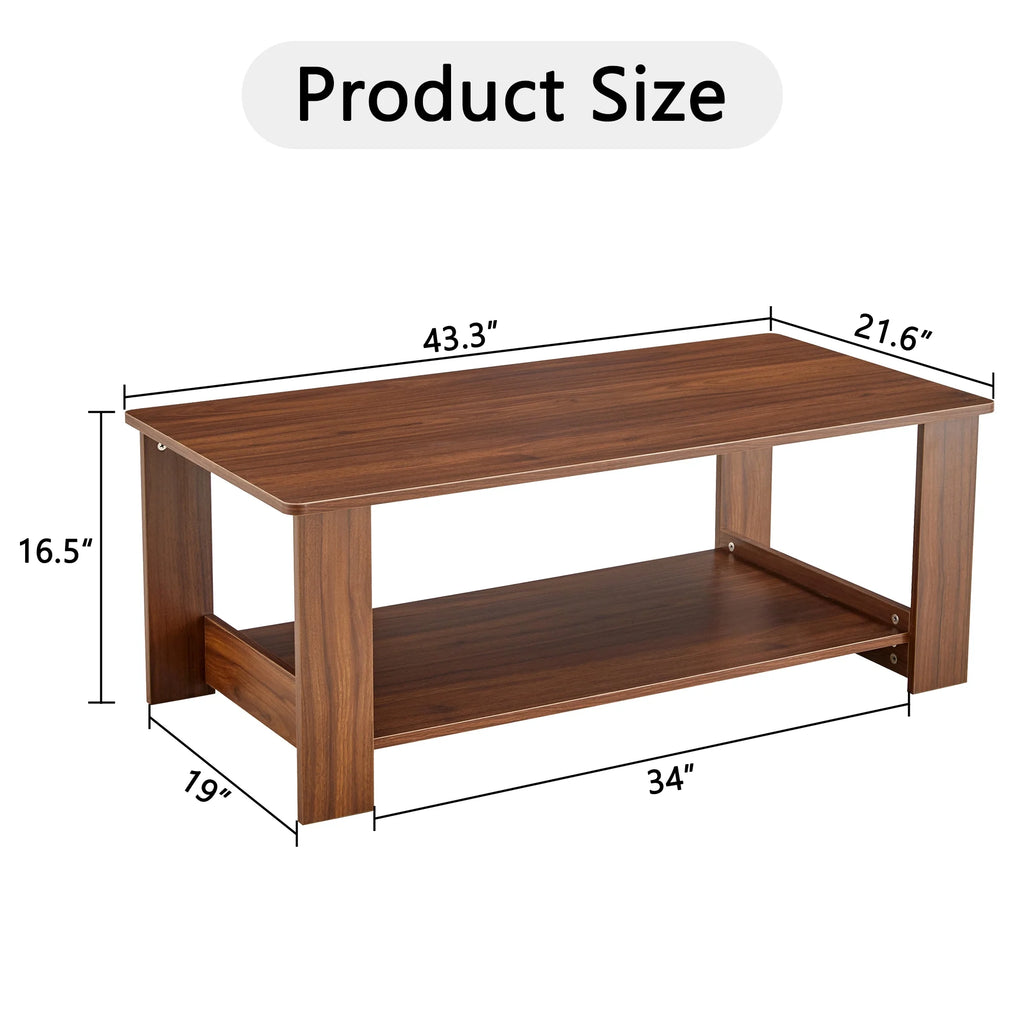 Walnut Textured Double Layered MDF Coffee Table 43.3" x 21.6" x 16.5" G5607