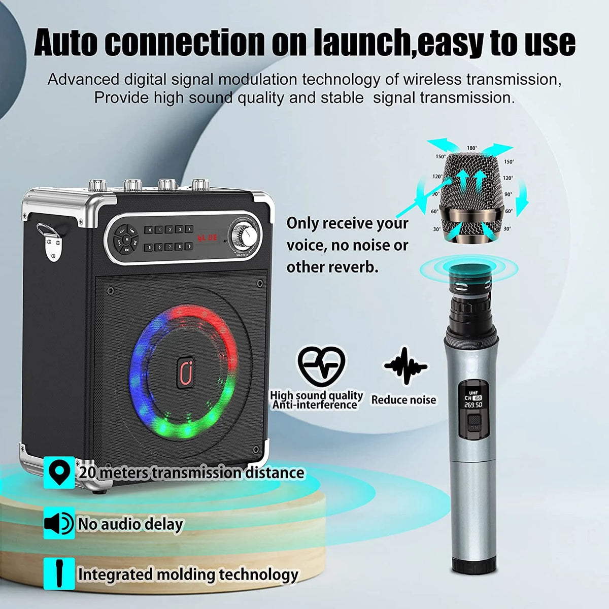 Bluetooth Karaoke Machine with 2 Microphones Q78263