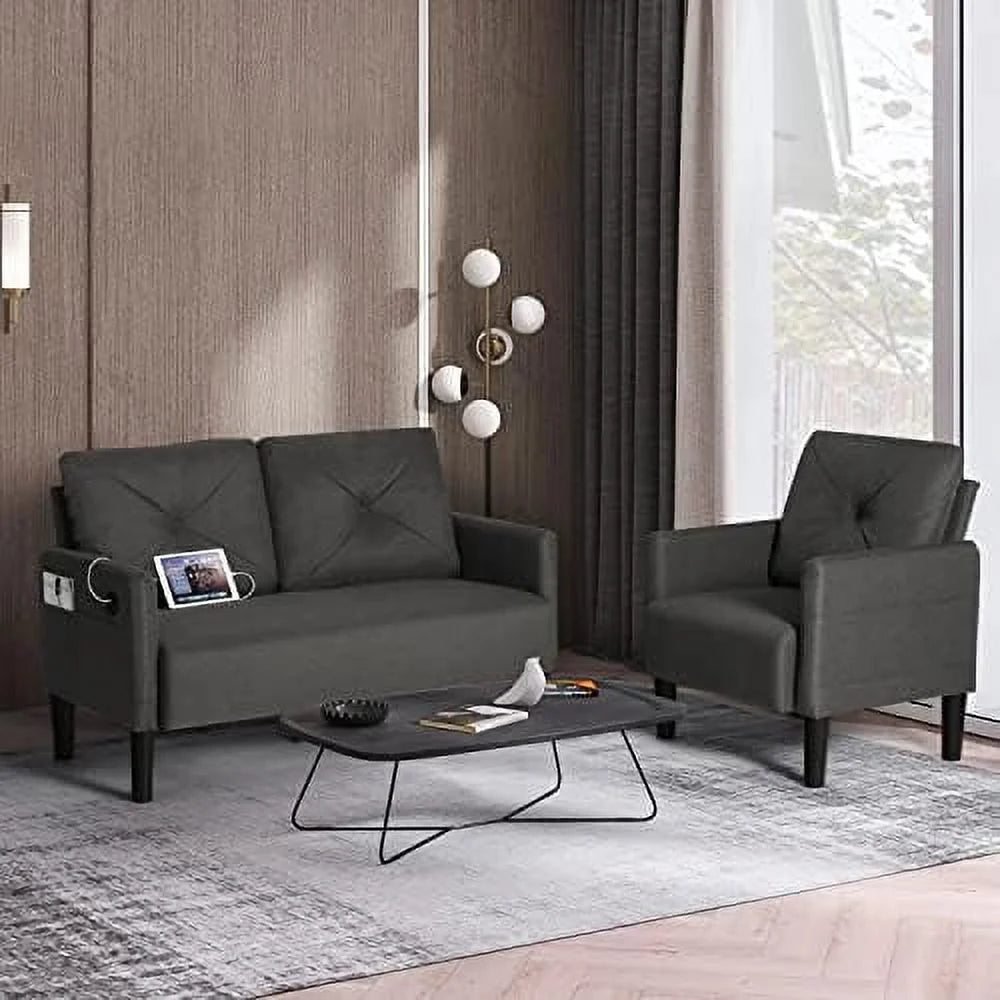 Upholstered Sofa Set with 2 USB Charging Ports W5872