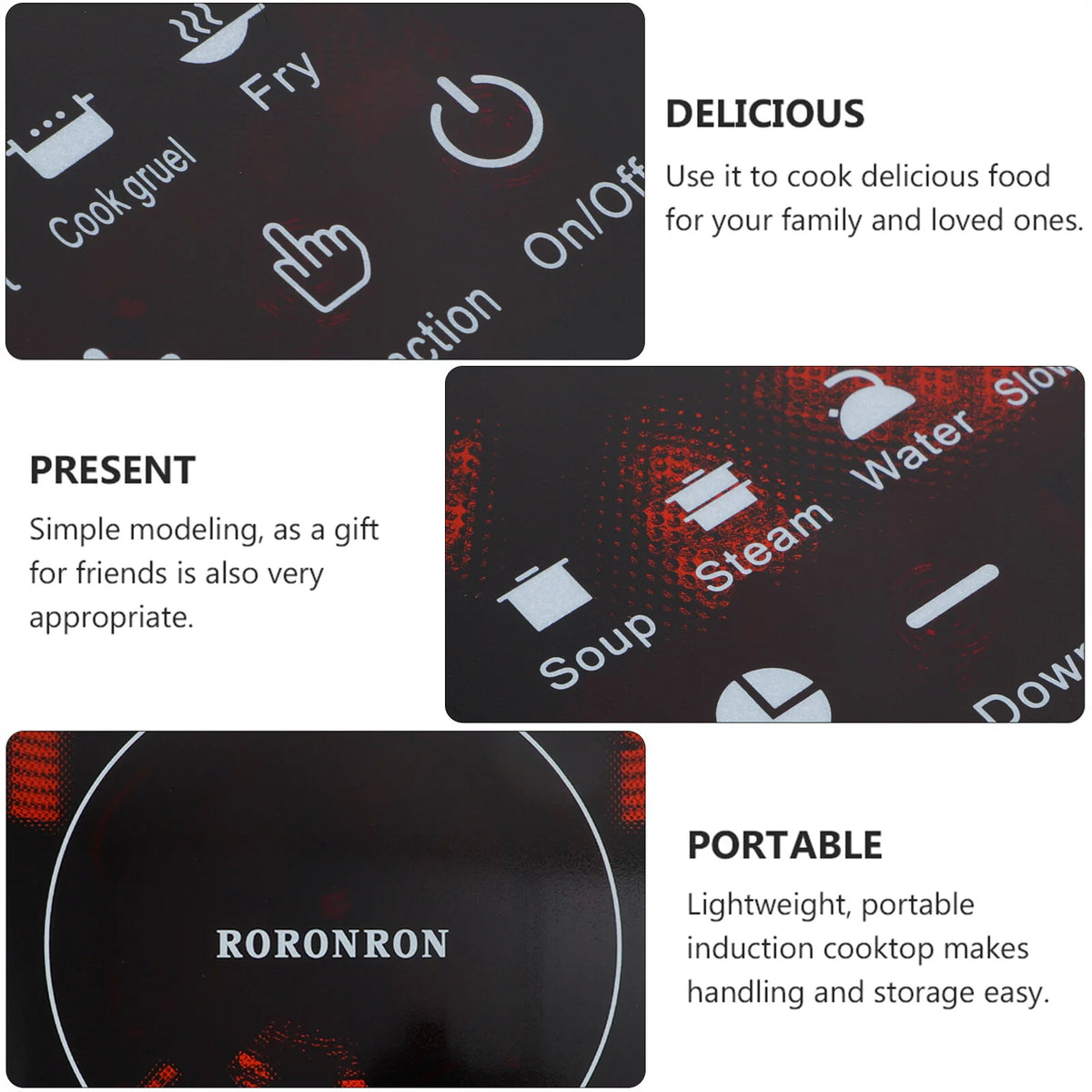 1000W Portable Induction Cooktop with Child Safety Lock & Timer S81758