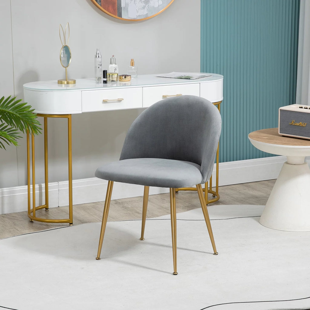 Set of 4 Grey Upholstered Velvet Dining Chairs O1269