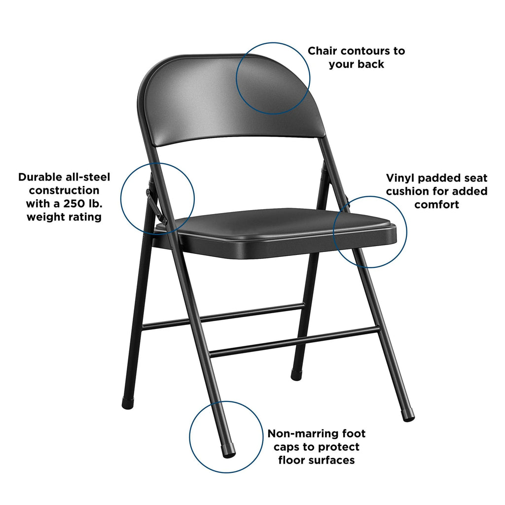 Black Vinyl Padded Metal Folding Chair 4-Pack R664