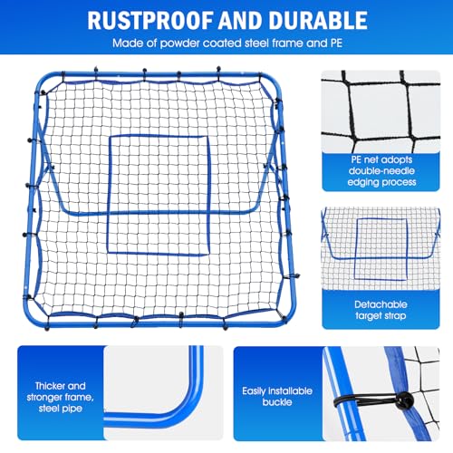 4x4FT Volleyball Rebounder Net with 2 x 6-Angle Quick Adjustments I406